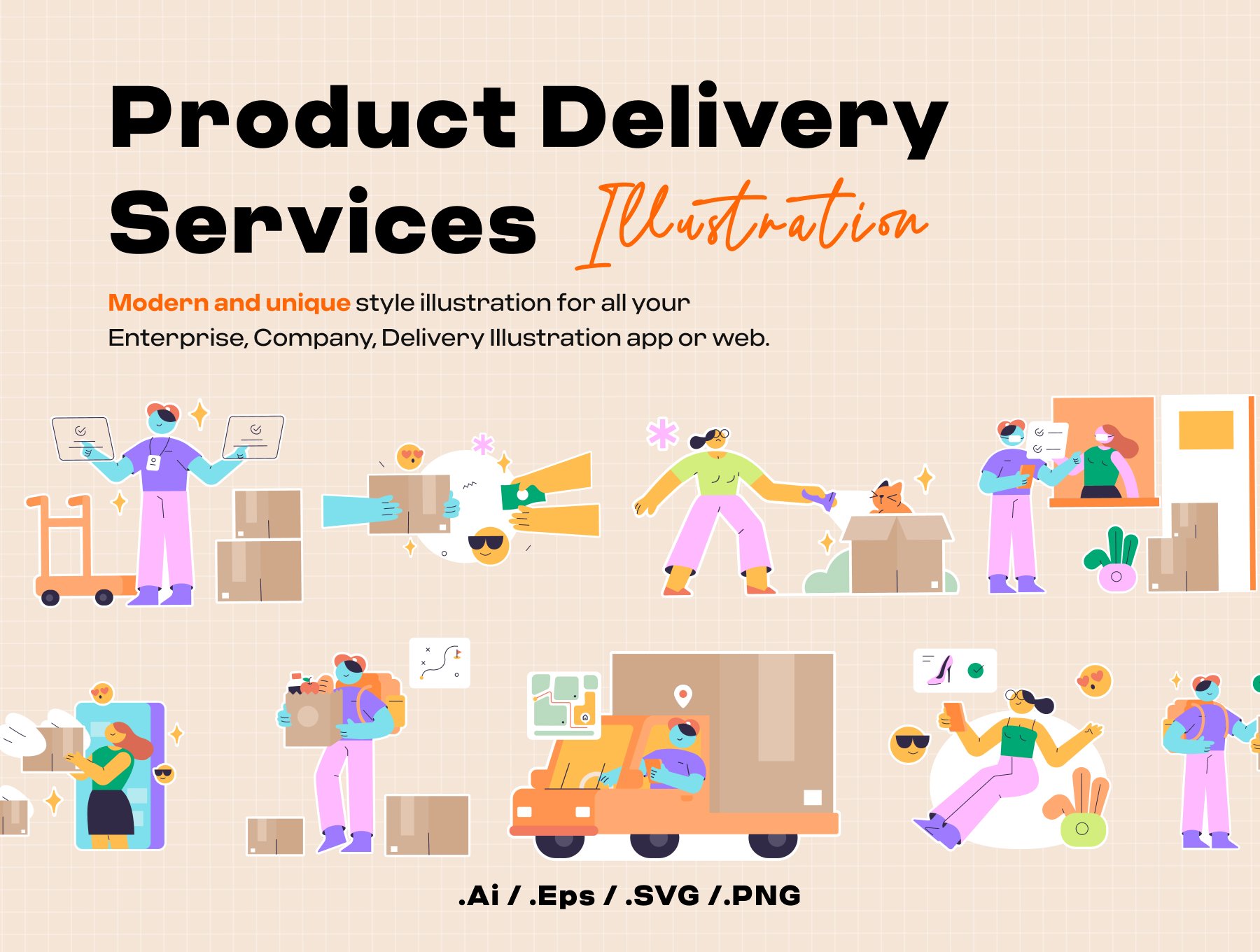 产品送货服务 Product Delivery Services xd格式-插画-到位啦UI